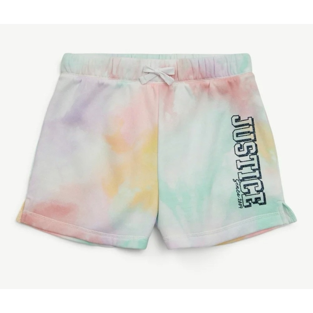 Justice Girls Size Medium (10) Tie Dye Rainbow Shorts Comfy Lounge NWT
